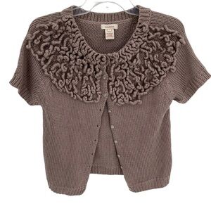 Sundance Woman's Sweater Cardigan Knit Short Sleeves Boho Sz Large Lilac Purple